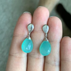Aqua Chalcedony Dangling Earrings